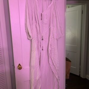 Flowy Pink Maxi Dress with Button Detail